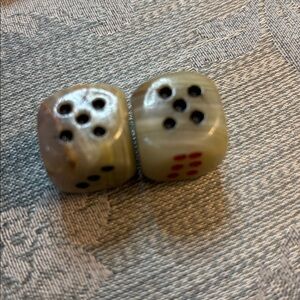 Handcrafted Onyx Dice Set with Red and Black Pips